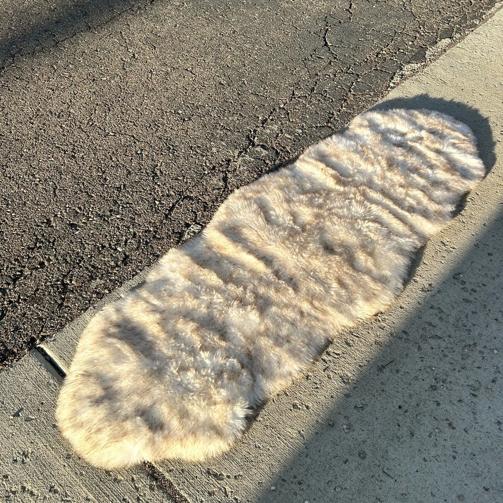 Faux Fur Rug in Cream and Tan
